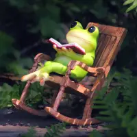 在飛比找蝦皮商城精選優惠-創意卡通小青蛙搖椅擺件庭院陽臺造景辦公桌面樹脂動物工藝品擺設