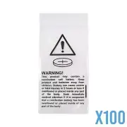 100 x Battery Warning Zip Lock Bags