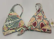 ROXY Size XL / 14 D CUP Ocean Vibes TRI BIKINI Floral Bathers Top NEW