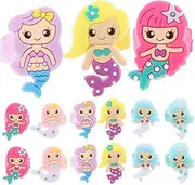 Toyvian Mermaid Jewel Toy Set x 24 Girls Rings Boys and Girls Decor Birthday Party Favors Mermaid Decorations, 2.50X2.50X0.50CM, PVC, No Gemstone