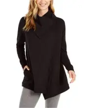 MSRP $70 Ideology Women's Snap-Front Wrap Sweatshirt Deep Black Size Small