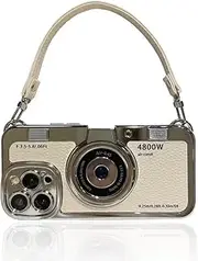 QoKcoahn iPhone 11 Compatible Case - Cute 3D Vintage Camera Design With Hand Strap, Unique Cool Silicone TPU Shockproof Protective Cover for Women and Girls