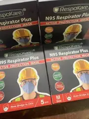 5 Adult / M Size N95 Respirator Plus Active Protection Face Masks ￼Total of 20