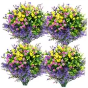 12 Pcs Artificial Flowers Outdoor, Faux Artificial Plants UV Resistant
