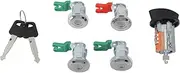 Ignition Cylinder, 703369 Ignition Switch Lock with 4 Door Lock Cylinders and 2 Keys, Compatible with Ford Econoline E-150, E-250, E-350