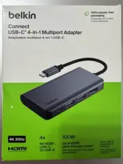 Belkin - USB C Hub 4-in-1 Multi-Port Laptop Dock with 4K HDMI, Adapter