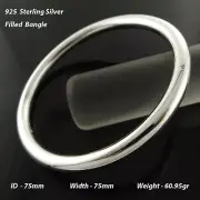 Bangle Real 925 Sterling Silver Filled Solid 6mm Bracelet Ladies X-Large 75mm