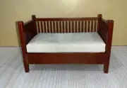 1:12 SCALE MINIATURE DOLLHOUSE JBM MINIATURE WALNUT MISSION SETTEE - JJ06005WN