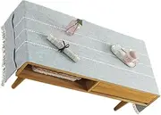 WUISOLQP Cotton Linen Tablecloth with Side Storage Pocket Rectangular TV Cabinet Tea Coffee Desktop Fringe Table Cloth for Garden, Blue Gray, 50 * 145cm