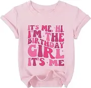 [YHHR] Girls Shirt It's Me Hi I'm The Birthday Girl Graphic Tee Kids Party Outfit 5-12 Years