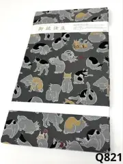 Utagawa Hiroshige Cat Illustration Nagoya Obi 9" Nishijin Weave 375cm