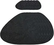 AHHFSMEI Placemats Set of 6 Faux Leather Place mats for Dining Table Heat-Resistant Non-Slip Washable Waterproof Coffee Mats Easy Clean Table Mats and 6 Coasters(Black)