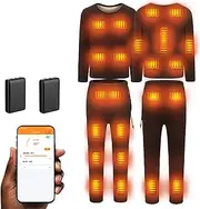[IMYOGI] Cozy Smart Electric Heated Underwears Suit, 22 Heating Zones Battery Power Thermal Underwear Shirt and Pant for Hunting