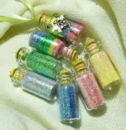 12 x Mini Glass Vial Empty Bottles Cork Lid DIY Fairy Pixie Dust Charms Necklace