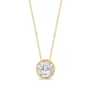 0.05ct Diamond Solitaire Bezel Necklace in 9ct Yellow Gold