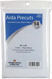 Crafts 14 Counted Cross Stitch-Sparkle/White Pre-Cut Aida Fabric