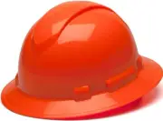 Pyramex RIDGELINE Full Brim Hard Hat with 4 point suspension - HiViz Orange