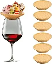 Usinynia 6 PCS Wine Glass Charcuterie Topper, Bamboo Wine Glass Charcuterie Board Topper, Drinking Glass Covers Coasters Set Appetizer Plates for Wine,Bars,Party,Restaurants