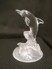 Cristal d'Arques France ~Crystal Dolphin in Waves Figurine/Paperweight