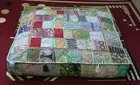 35" Square Green Patchwork Cushion Ottoman Pillow Cover Heavy Zipper Seating Bed