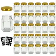 30 Pack 3oz Hexagon Glass Jars with Lids Canning Jars Containers for Spice Jam