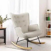 Oikiture Rocking Chair Home Armchair Accent Chair Beige
