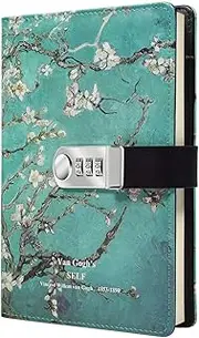 Starry Diary with Lock, A5 PU Leather Journal with Combination Lock Digital Password Notebook Combination Locking Journal Diary Starry 6