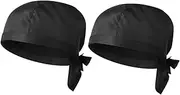 [Healeved] Chef Hat Turban Design BBQ Cooking Hat Restaurant Chef's Headwear Waiter Cap Black