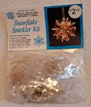 Vintage SNOWFLAKE SPARKLER Clear Beads/Gold Sequins Christmas Ornament Kit