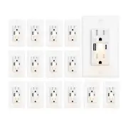15 PK LED Night Light Outlets, 24W USB C+A, 4.8A, Fast Charging, On/Off Switch