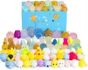 50 Mochi Squishies Toys 2nd 3rd Generation Glitter Glow in the Dark Squish Toys