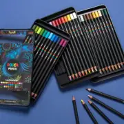 uni Posca Pencil Assorted Set of 36 - New 36 Colored Pencil Pack - w/ Tin Case