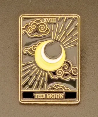 TAROT CARD Enamel Pin THE MOON, XVIII, Rays, Clouds Retired Design