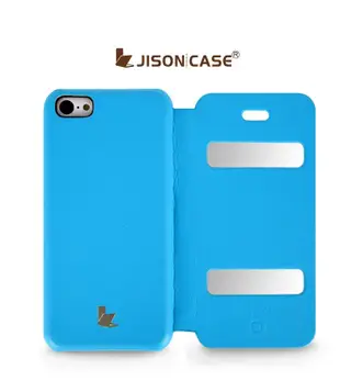 【愛瘋潮】JisonCase Apple iPhone 5C 專用 超纖左翻吸盤雙視窗皮套 保護套 (2.3折)