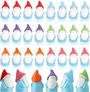 30Pcs Mini Resin Gnomes in 6 Colors,Micro Landscape Christmas Old Man Dwarf Ornament,DIY Decorations Accessories Miniature Small Ornaments for Landscape Garden Outdoor Patio Yard Plant Pots Decor
