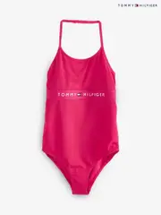 Tommy Hilfiger Pink Logo Cross-Over Strap Swimsuit (F73482) | $127