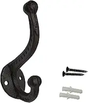 Antique Rustic Black Cast Iron Hooks,Antique Old Shabby Chic Cast Iron Hooks, Wall Mounted Hooks (Set of 6) Ymaiss Vintage Inspired Coats, Bags, Hats, Towels,Matching Screws Included …