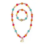 Unicorn Rainbow Charm Necklace and Bracelet Set
