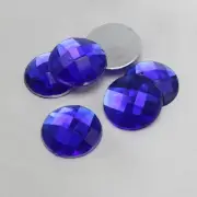 50 Royal Blue Acrylic Flatback Rhinestone Round Gem Beads 18mm No Hole