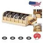 Natural Bamboo 6-Grid Belt Organizer Box - Stylish Storage for Men & Women