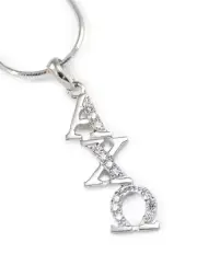 Alpha Chi Omega College Sorority Gifts | Silver Diagonal Lavaliere with CZs