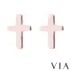 【VIA】白鋼耳釘 白鋼耳環 十字架耳釘/符號系列 經典十字架造型白鋼耳釘(玫瑰金色)