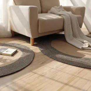 【凡尼塔】手工編織棉麻圓形地毯(100cm 日式 無印風 簡約 禪風 亞麻 編織地毯 客廳 房間 臥室 裝飾)