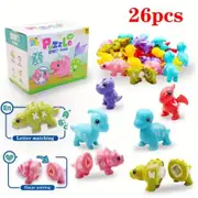 26PCS Alphabet Dino Matching Learning Toy for Kids Montessori Dino Toys Match Letter, Educational Learning Toys