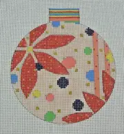 Hand-painted Needlepoint Canvas, Poinsettia Ornament , 18" mesh, NEW