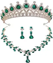 [LIFKOME] 1 Set Crown Necklace Earrings Bride Crowns Rhinestones Tiara Wedding Crowns Bridal Crowns Wedding Jewelry for Bride Wedding Necklace Bridal Tiara Tiaras for Women Bride Tiara