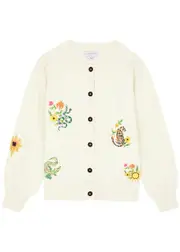 Never Fully Dressed Embroidered Knitted Cardigan - Cream - M (UK12 / M) M (UK12 / M)