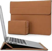 HYZUO 13 Inch Laptop Sleeve Case with Stand for 2025-2018 MacBook Air 13 M4 M3 M2 M1, 2025-2016 MacBook Pro 13 M2 M1, 13" iPad Pro/Air, Surface Pro 11/10/9, XPS 13, with Pouch, Brown