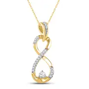 10k Yellow Gold Round Diamond Vertical Infinity Pendant 1/5 Cttw
