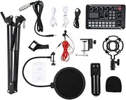 Labymos Suspension Microphone Kit Professional Sound Card & Microphone & Mic Arm Bracket Set F998 Live Soundcard BM800 Condenser Microphone Shock Proof Holder Windshield Pop Filter Boom Arm for Studio
